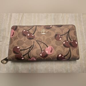 Coach Brown Wallet with Cherry Design